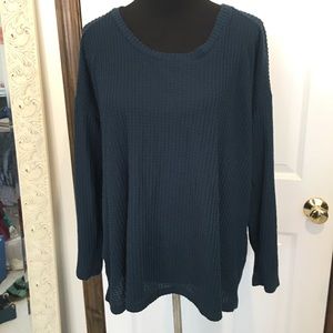 Teal blouse with velvet accents